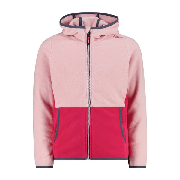 CMP Girl’s Full Zipper Hooded Fleece Jacket - Colour Block 32H1375